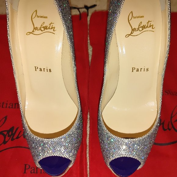 Christian Louboutin NEW VERY PRIVE 120 GLITTER DISCO BALL heels 35.5 like new - Picture 5 of 16